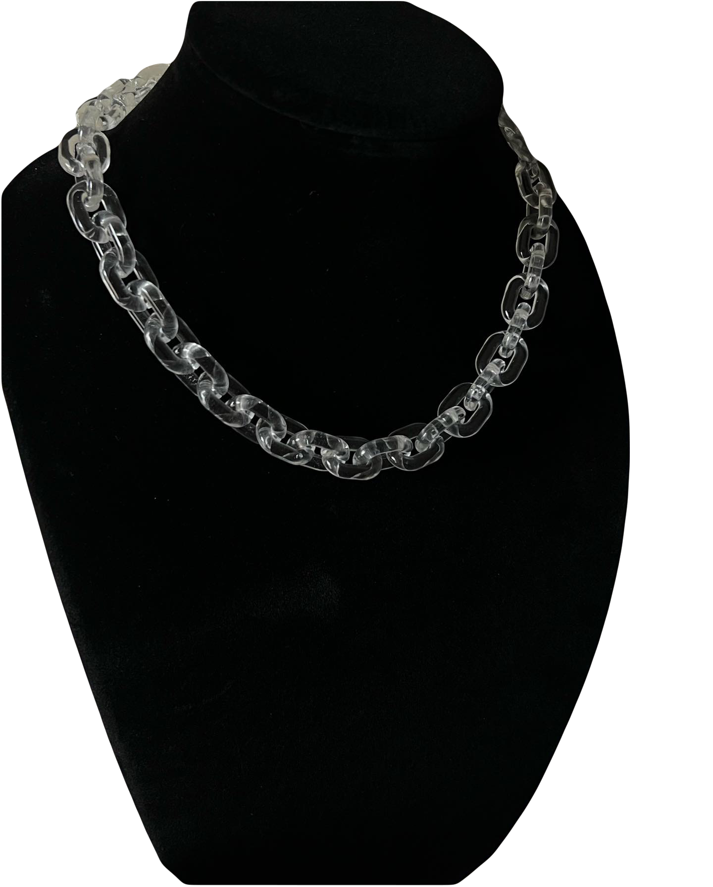 Silver Lock & Chain necklace in silver toggle Clear Rhinestone
